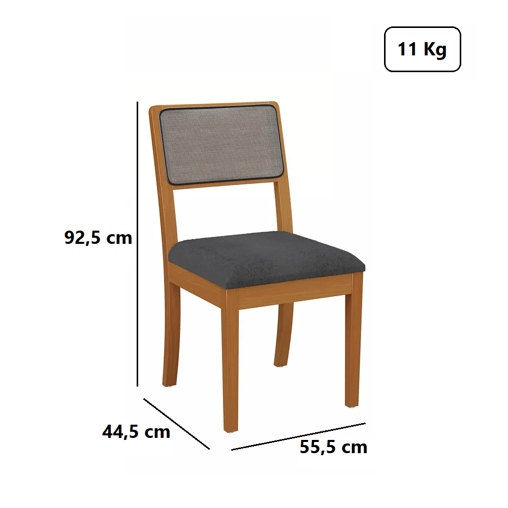 Conjunto de Mesa Sala de Jantar 4 Cadeiras Canela/Chumbo 120x80 Kappesberg CSJ023CAPRFV7, , large image number 5